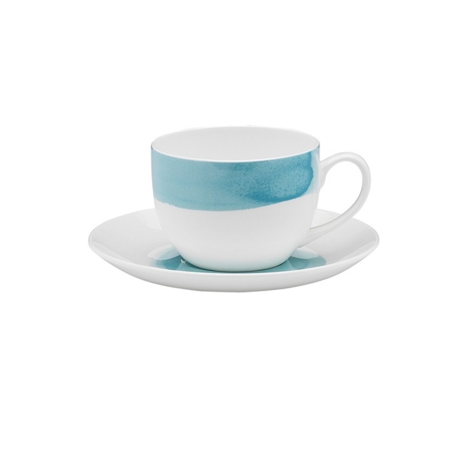 Watercolour Aqua Teacup &amp; Saucer