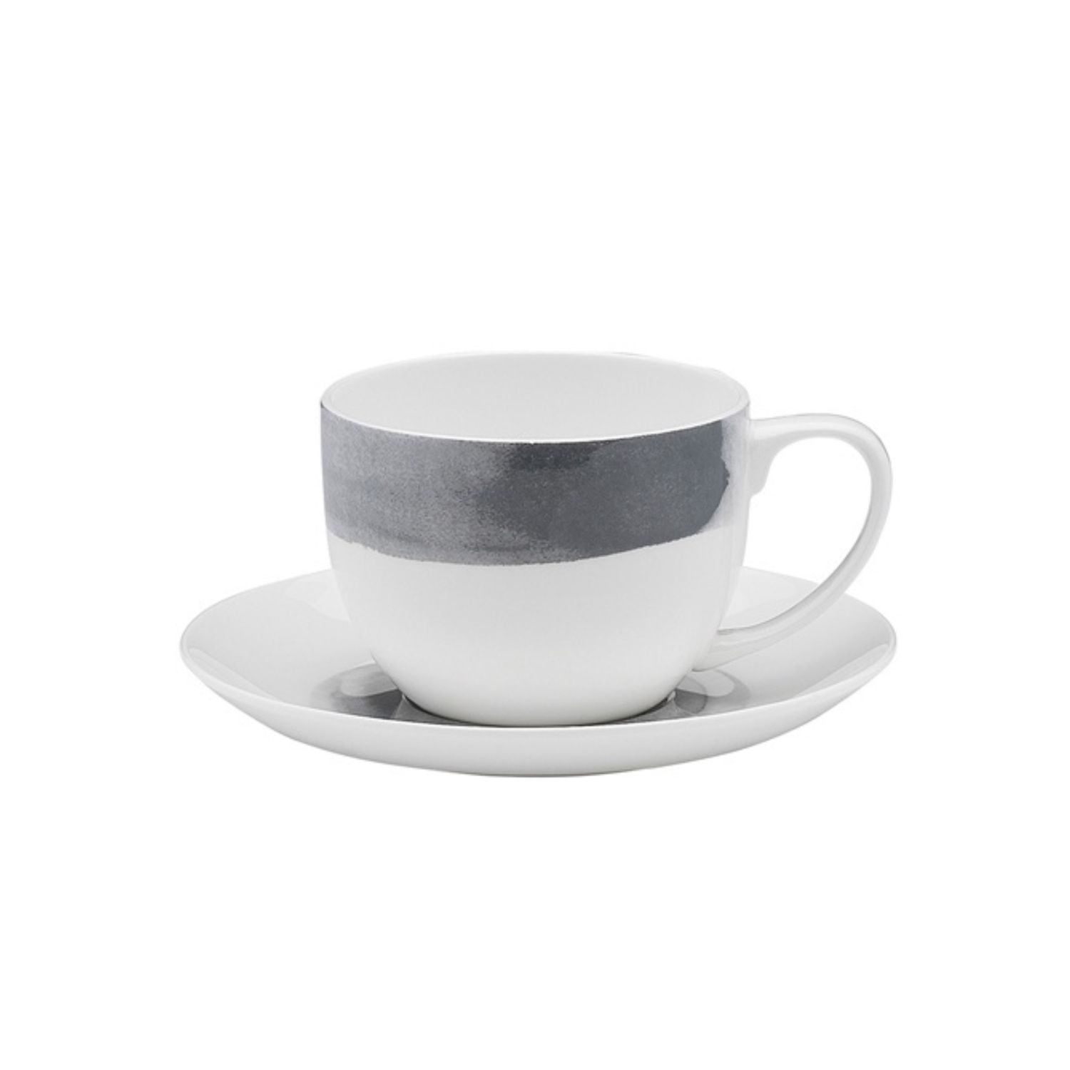 Watercolour Smoke Bone China Teacup &amp; Saucer