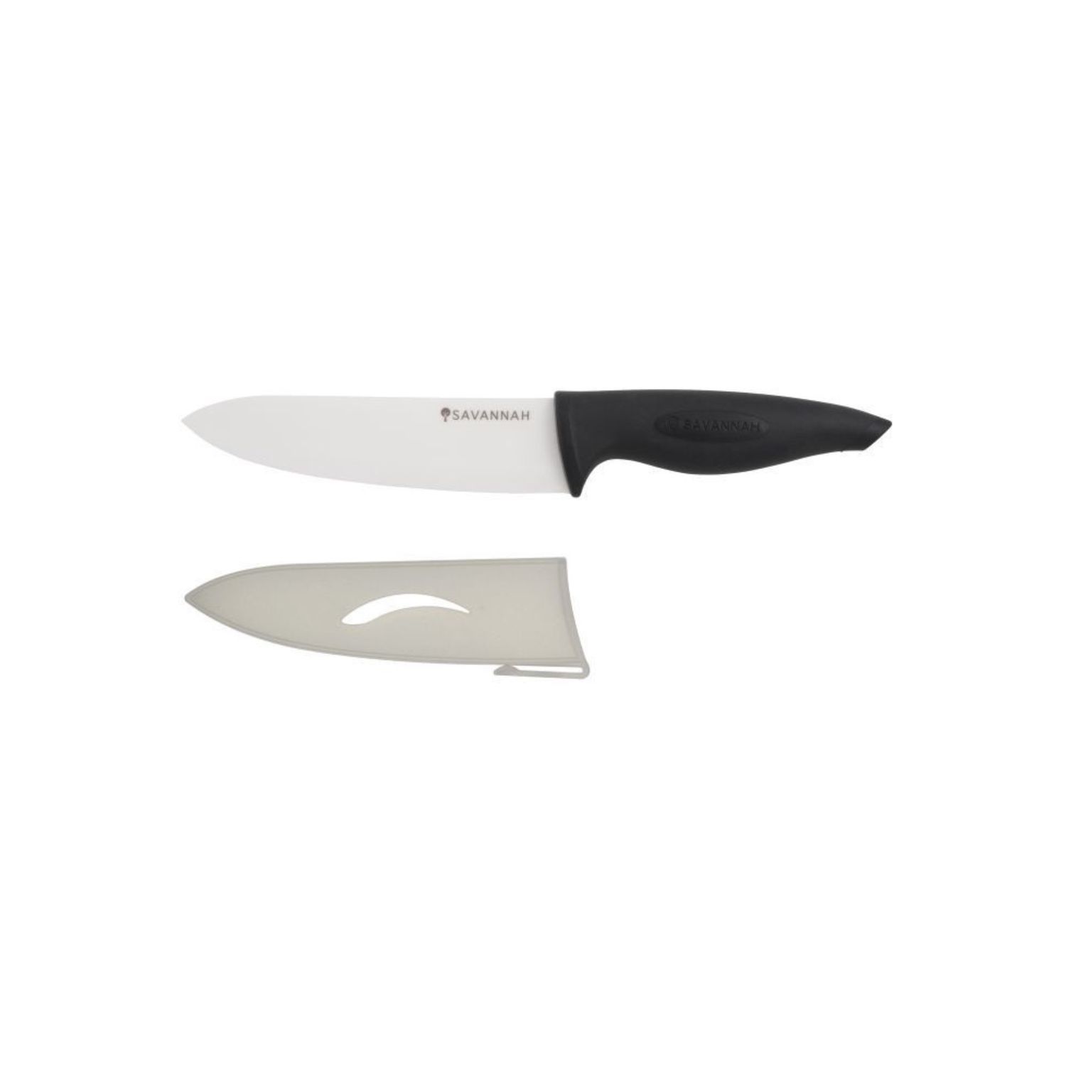 Ceramic Chefs Knife &amp; Sheath White/Black 16cm Blade/38X5X2cm