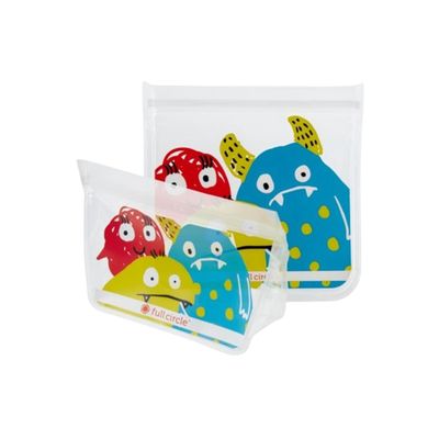 Ziptuck Reusable Lunch Bags Monster Set/2 400ml, 830ml