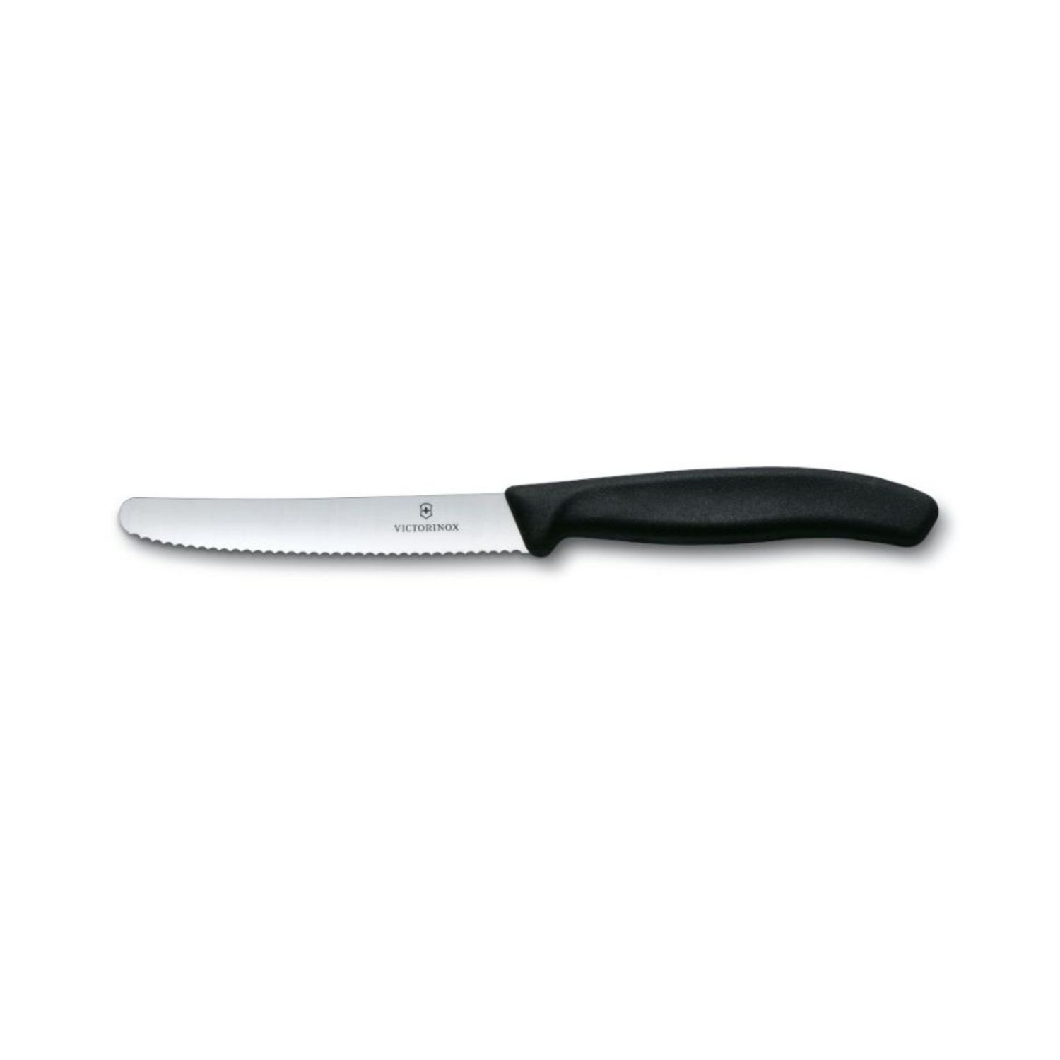 Steak &amp; Tomato Knife 11cm Round Tip Wavy Edge - 8 Colors, Color: Black