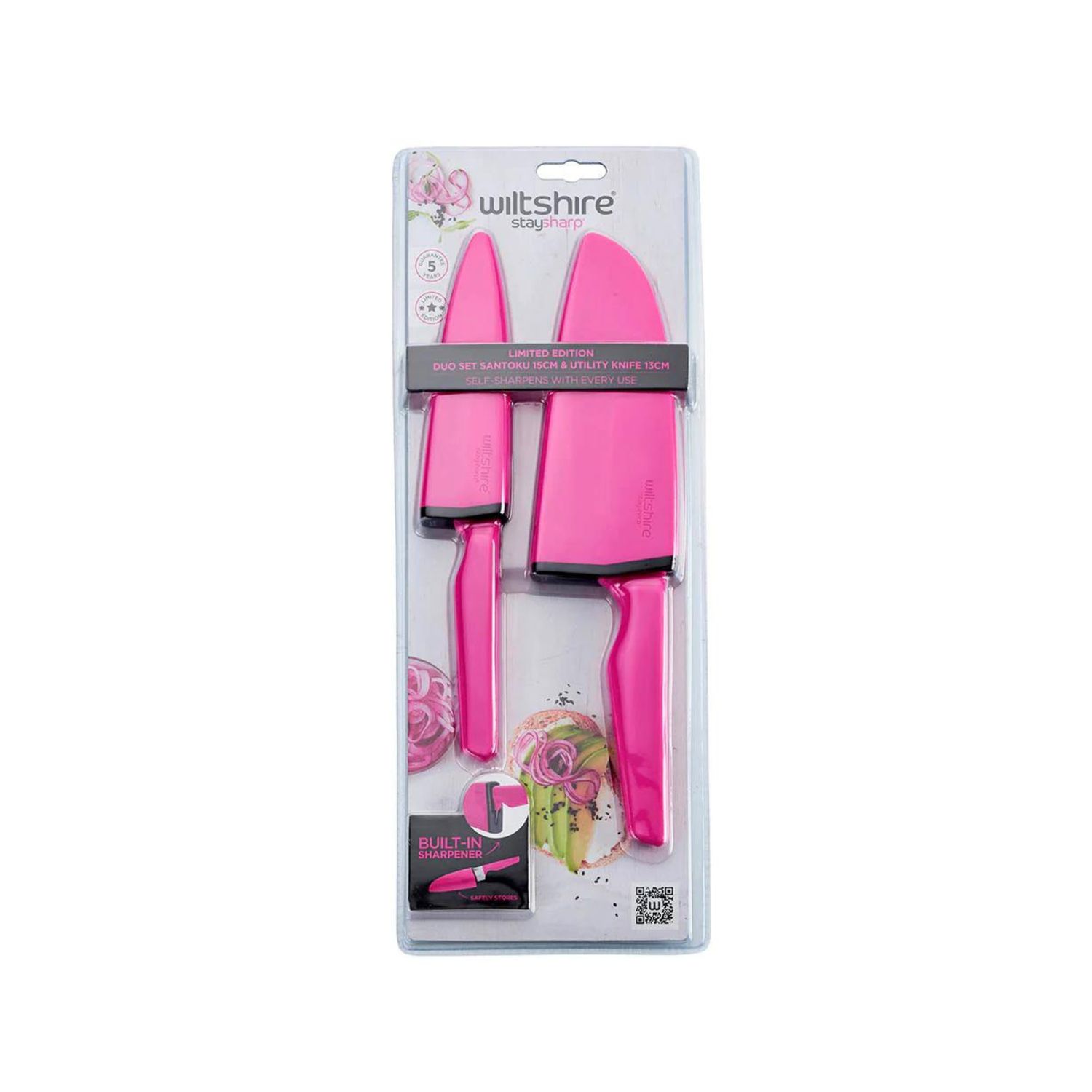 Staysharp Pink Duo Set Santoku &amp; Utility Knife