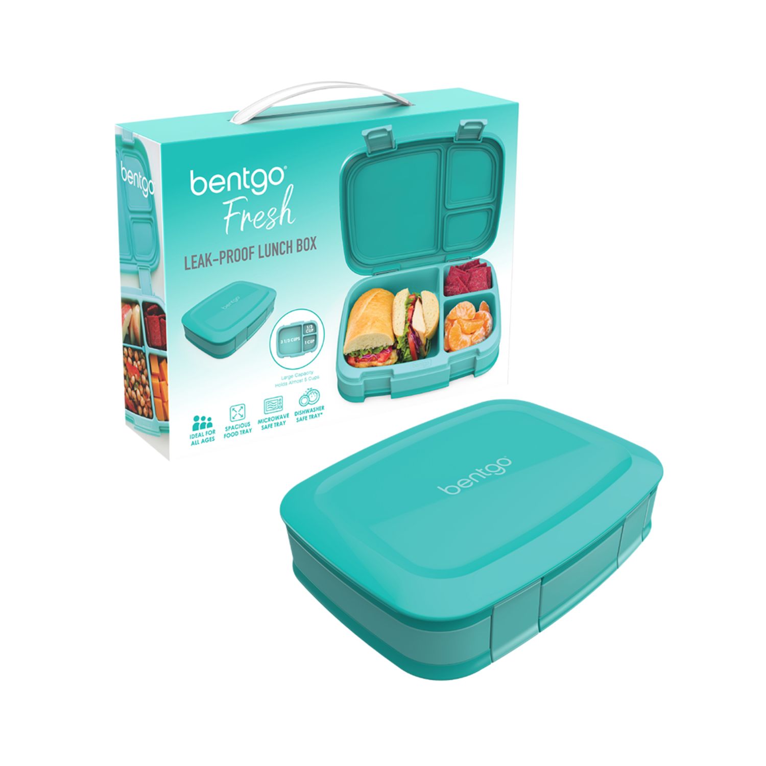 Fresh Leak Proof Bento Lunch Box -4 Colors, Color: Aqua