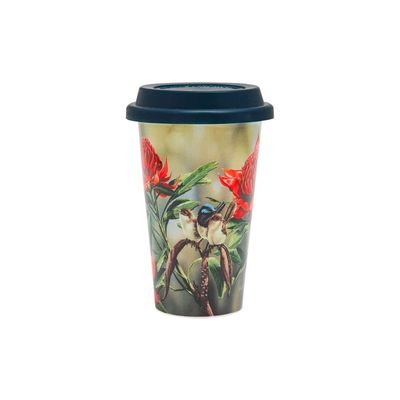 Australian Bird &amp; Flora Blue Wren D/Walled Travel Mug