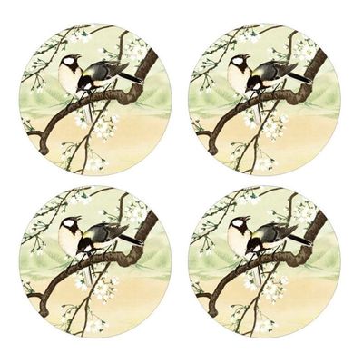 Round Japanese Landscapes Glass Coasters