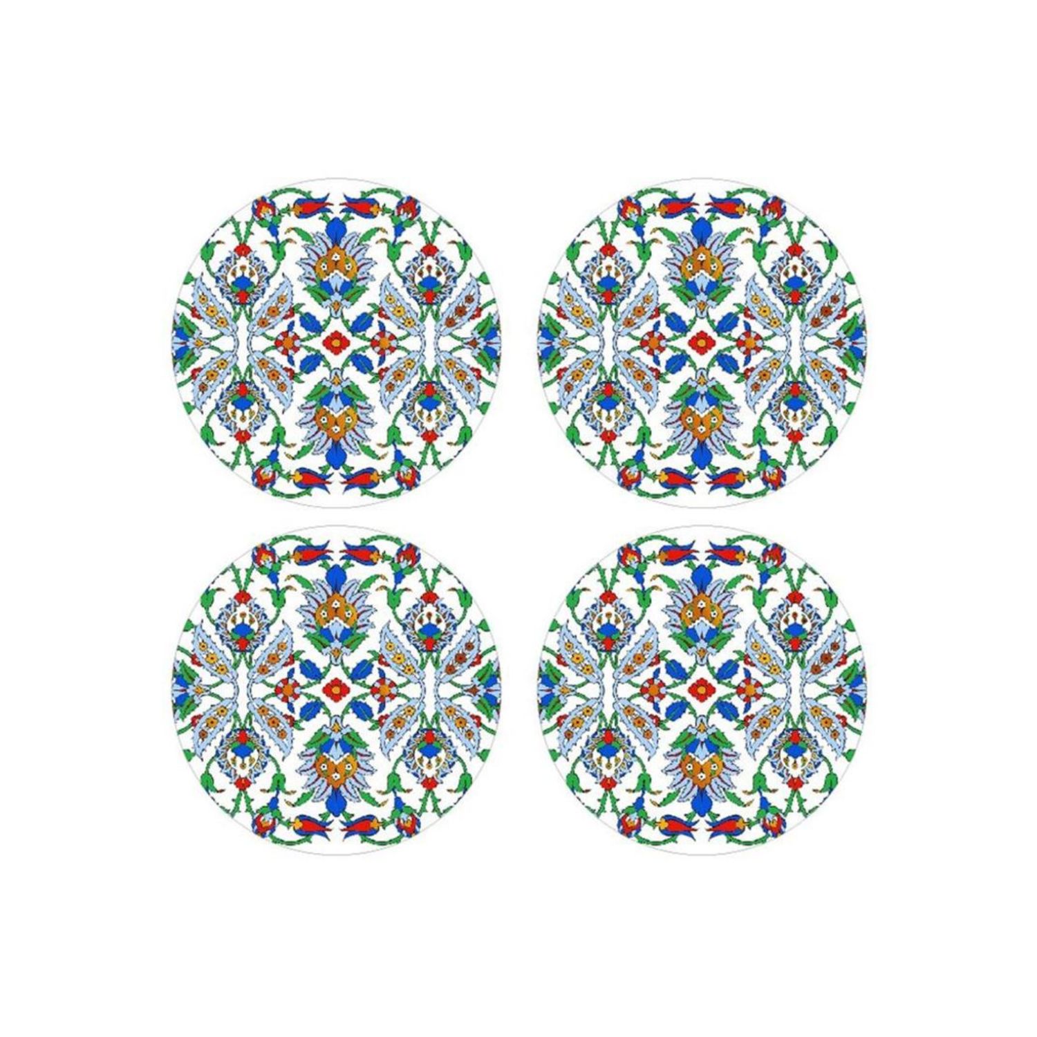 Round De Palmis White Glass Coasters