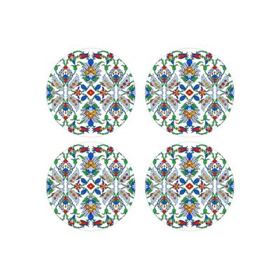 Round De Palmis White Glass Coasters