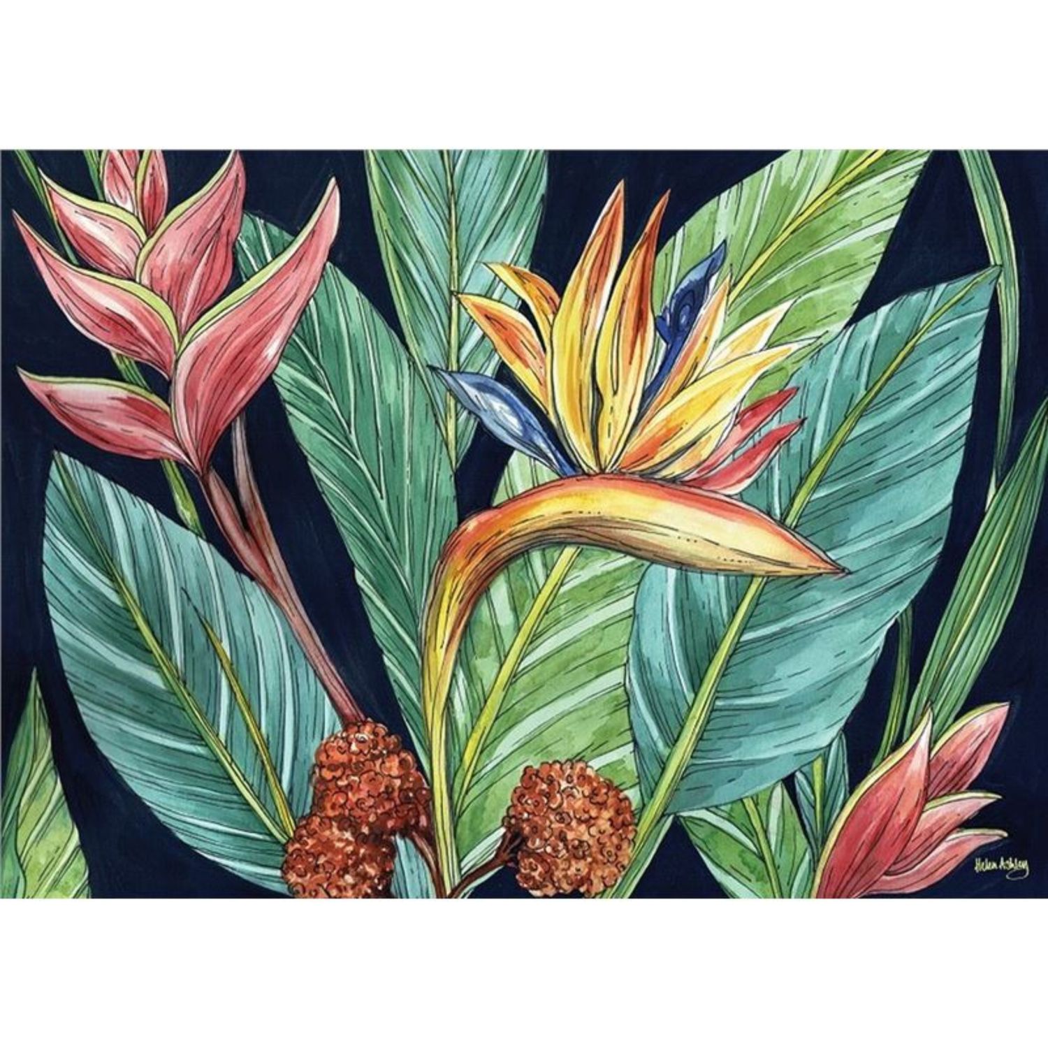 Tropical Midnight Tea Towel