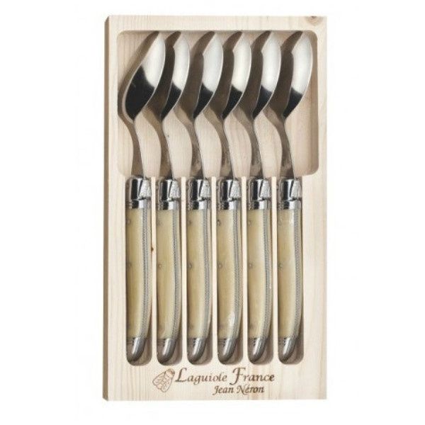 6 Piece Soup/Dessert Spoon Set - Light Horn