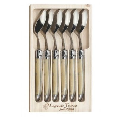 6 Piece Soup/Dessert Spoon Set - Light Horn