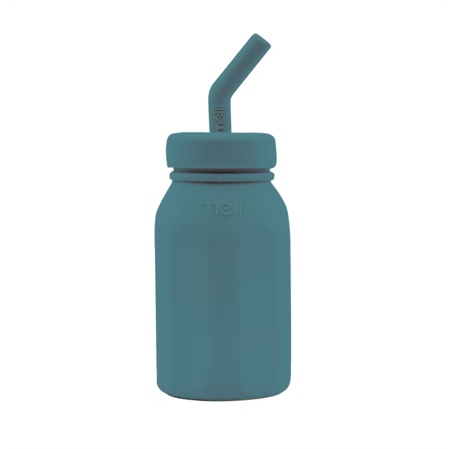 Silicone Straw Bottle - 3 Colors, Colour: Blue