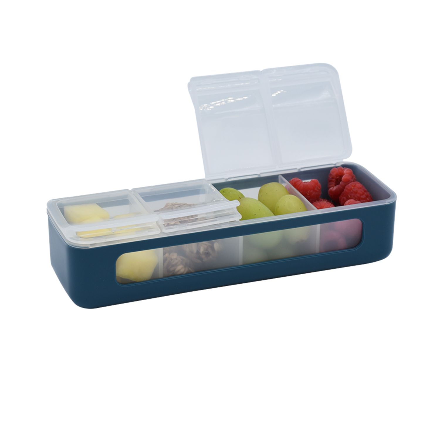 4 Compartment Snackle Box - 3 Colors, Colour: Blue