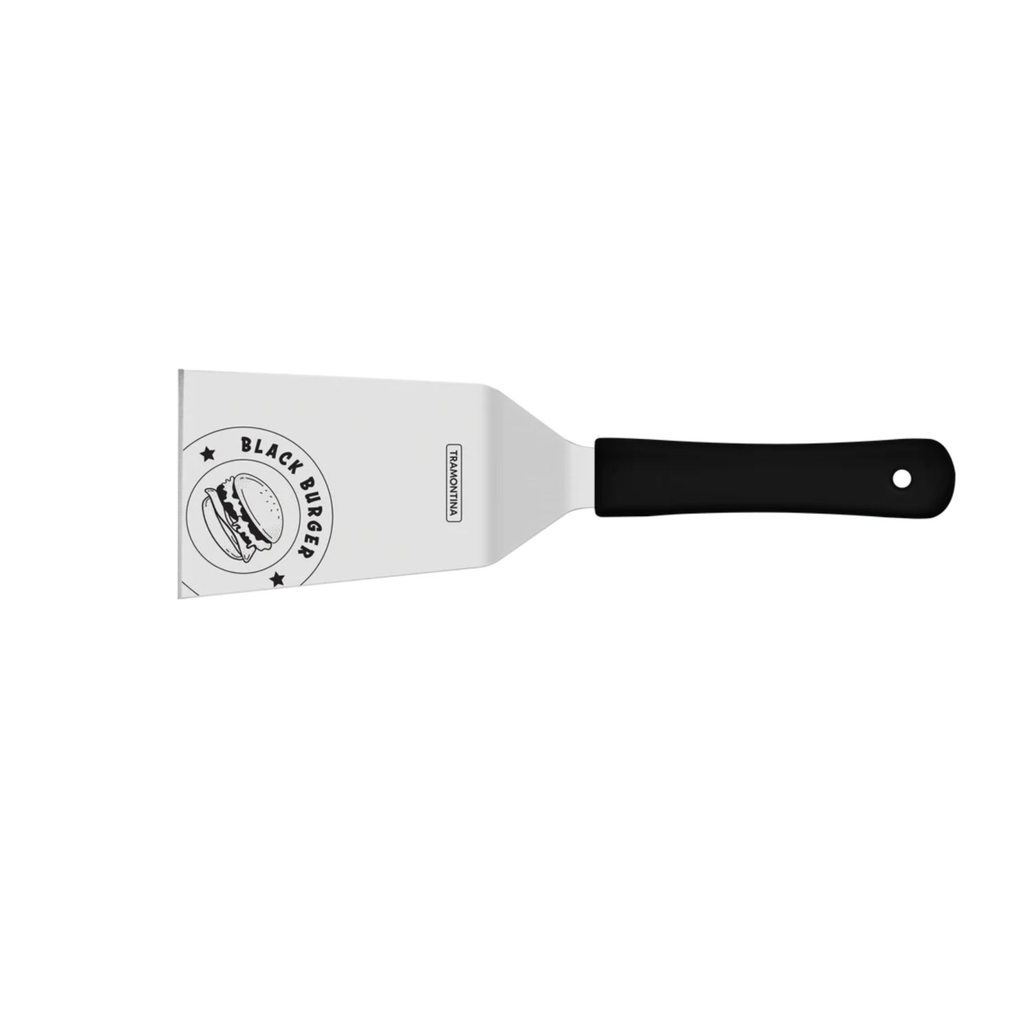 Churrasco Black Burger Spatula with Stainless-Steel Blade and Black Polypropylene Handle 6&quot;