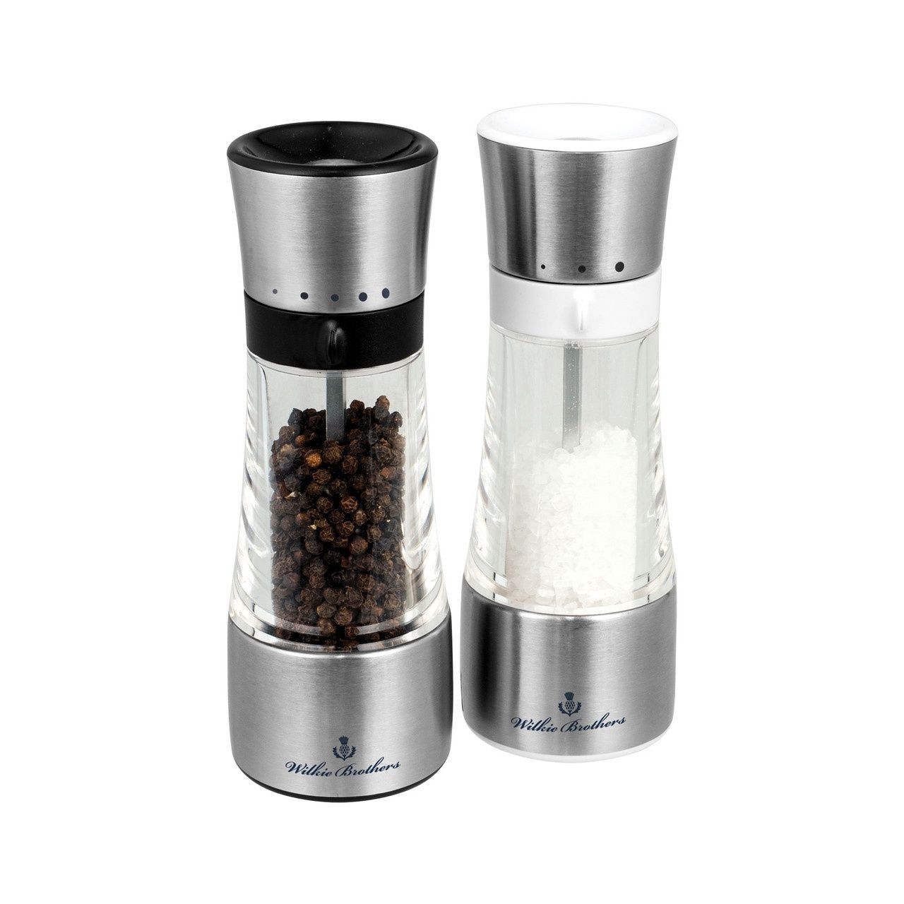 Salt and Pepper Mill Set, Stainless Steel / Acrylic - 18cm
