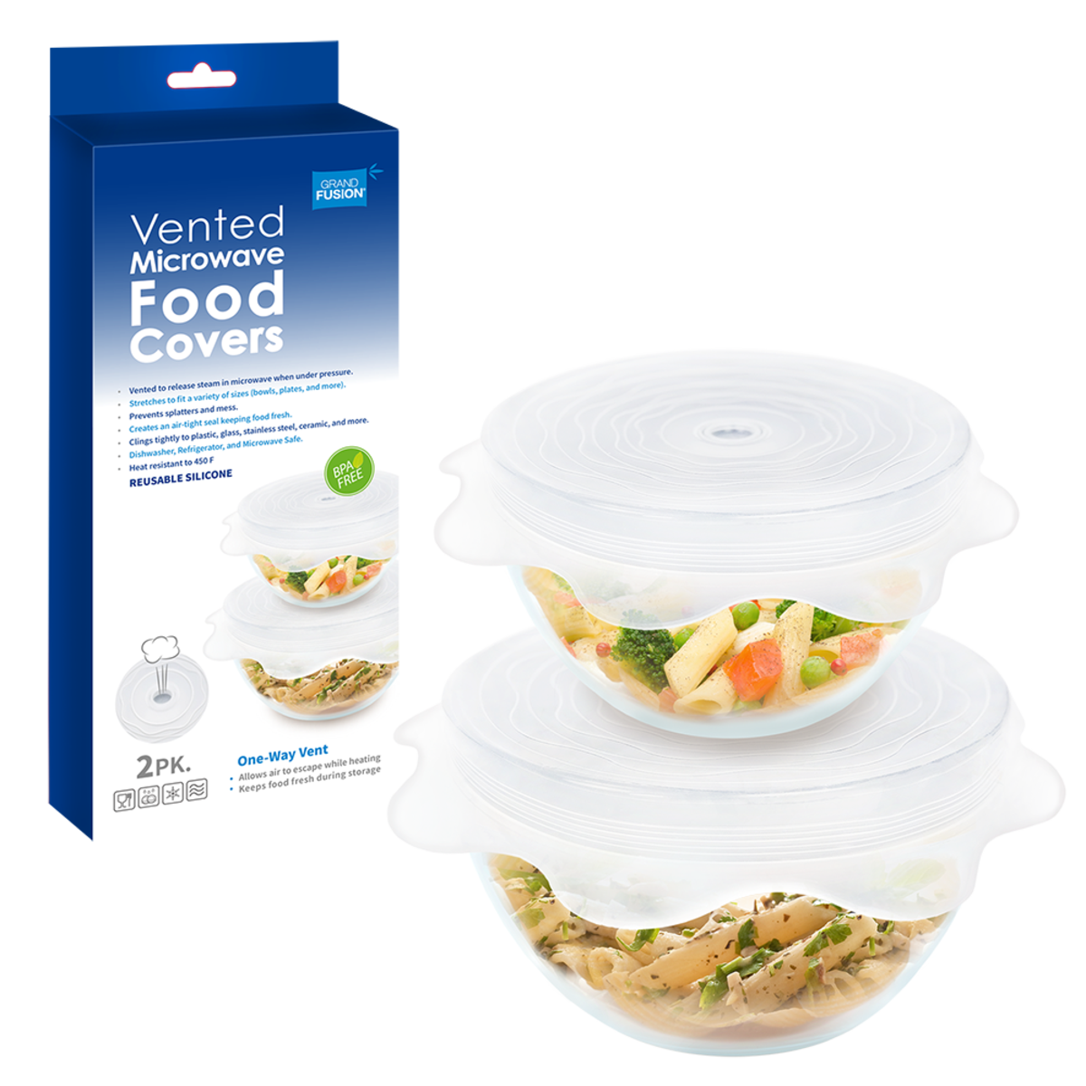 Vented Silicone Microwave Food Covers Set