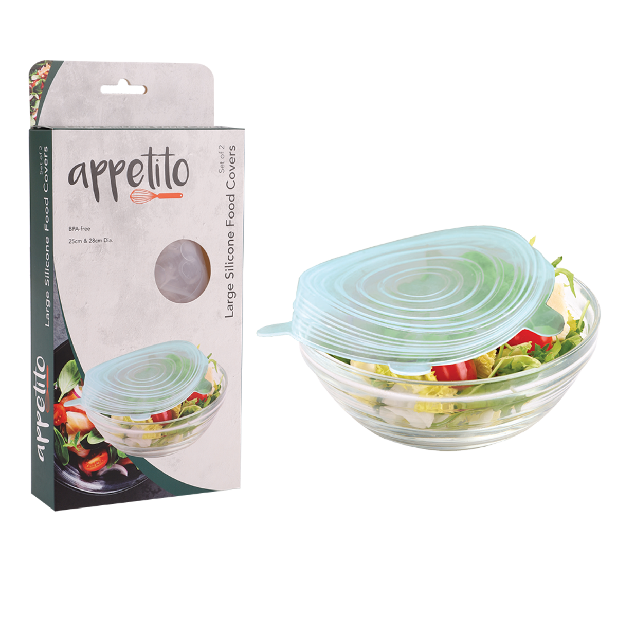 Reusable Large Silicone Food Covers Set (25 &amp; 28cm Dia)
