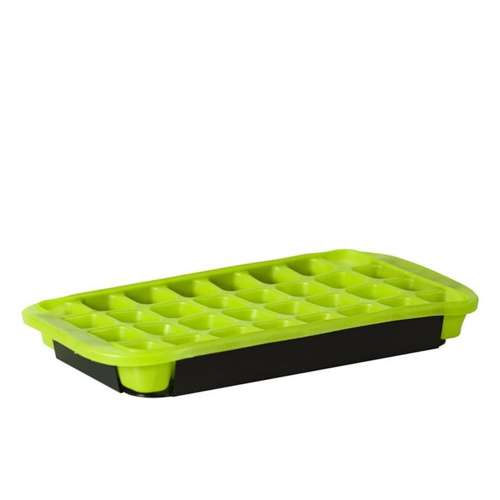 32 Cup Flexible Ice Cub Tray With Base Tray - Green
