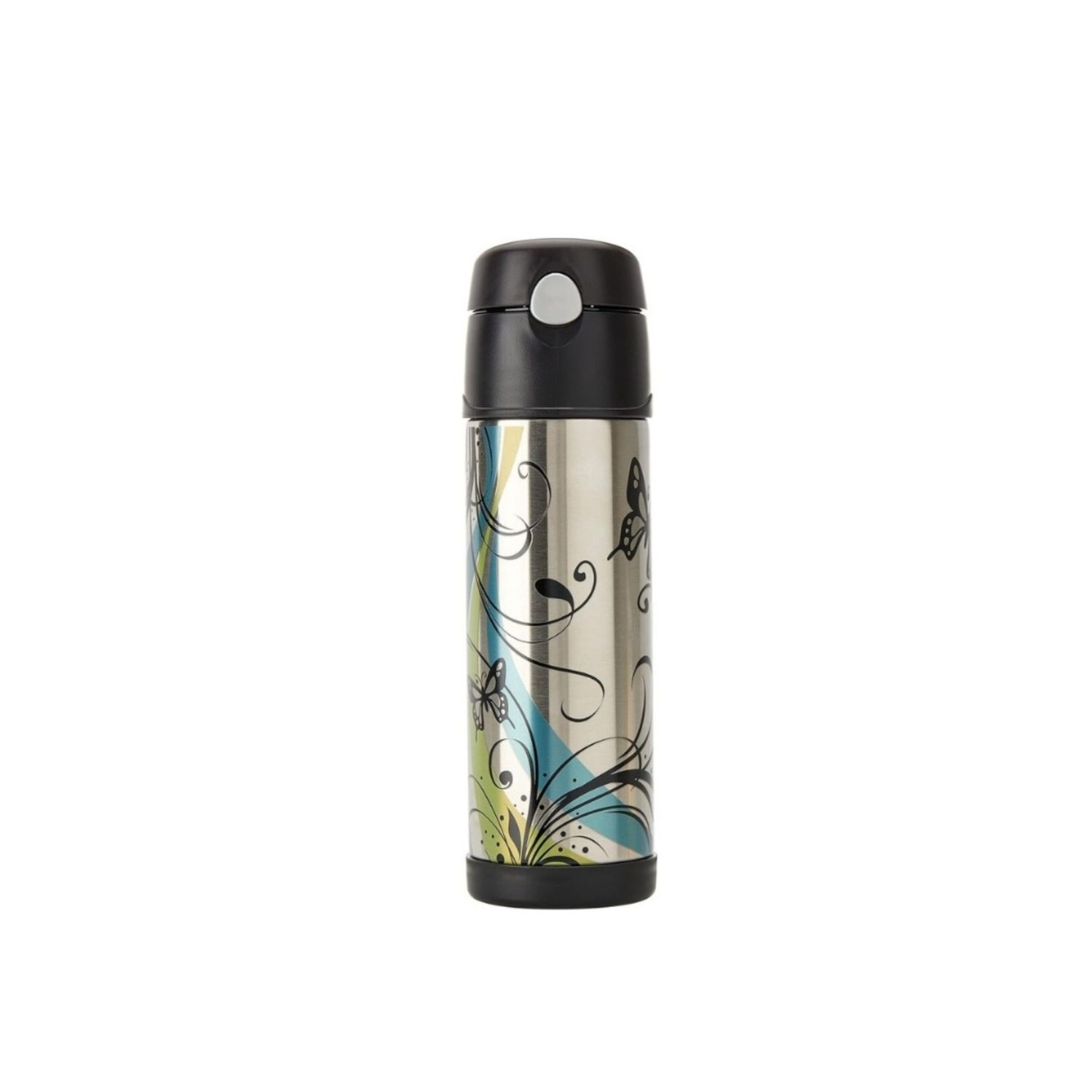 Stainless Steel 530ml  Vacuum Insulated Hydration Bottle With Straw - 3 Colors, Color: Butterfly