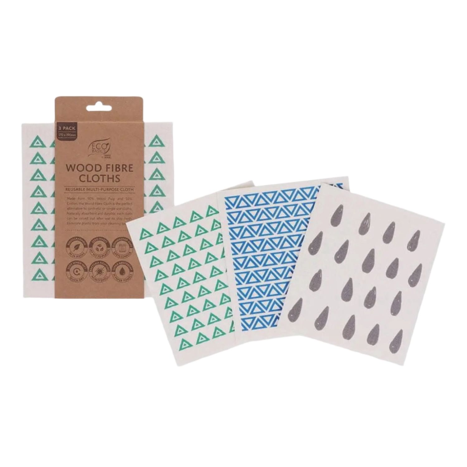 Eco Basics Wood Fibre Cloth - 3 Pack