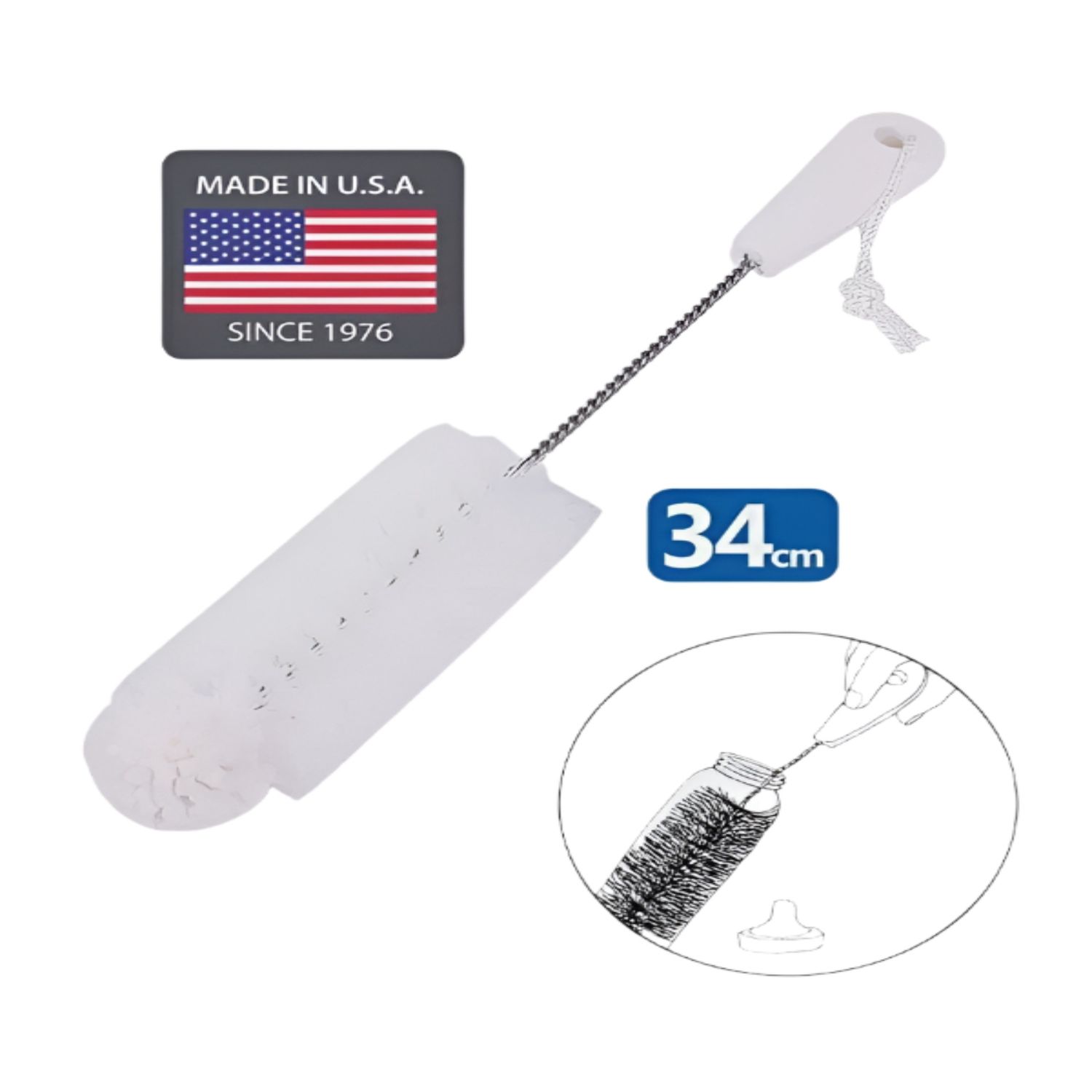 Usa Brushware Foam Tipped Baby Bottle Washing Brush