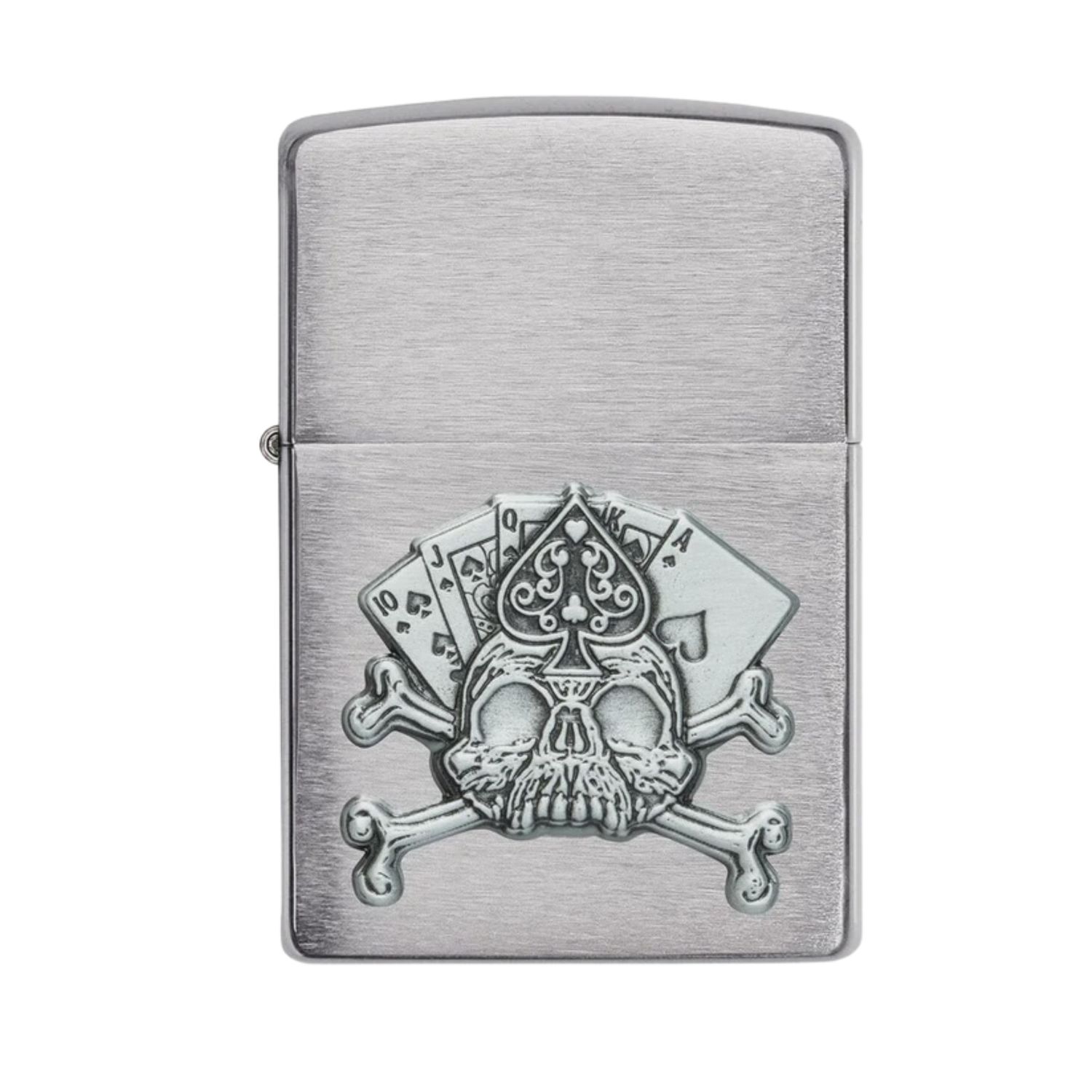 Skull &amp; Cards Brushed Chrome