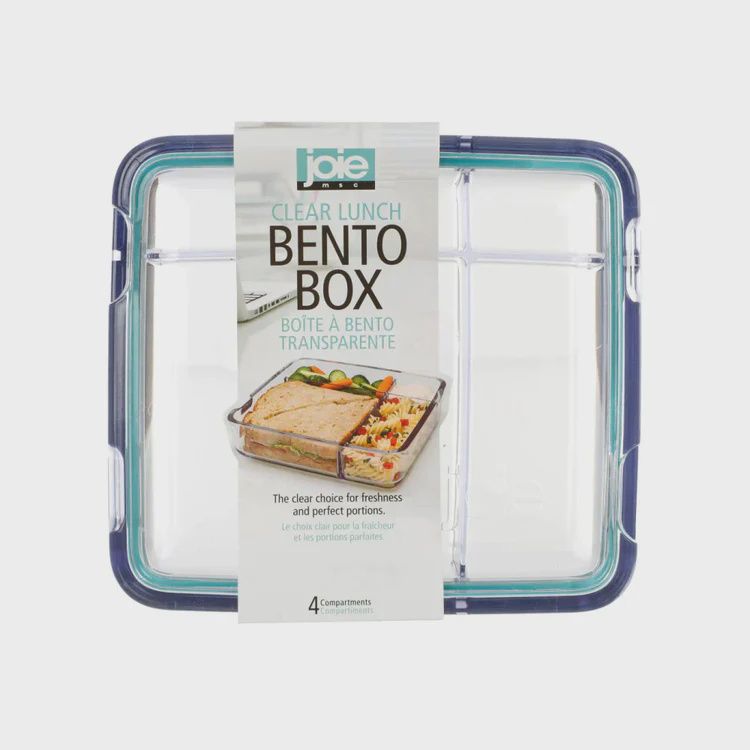 4 Compartment Clear Bento Box, 20x18.7x5.4cm
