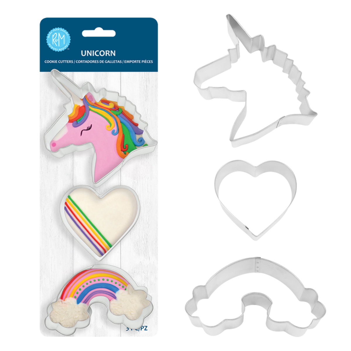 Stainless Steel Unicorn Cookie Cutter Set 3