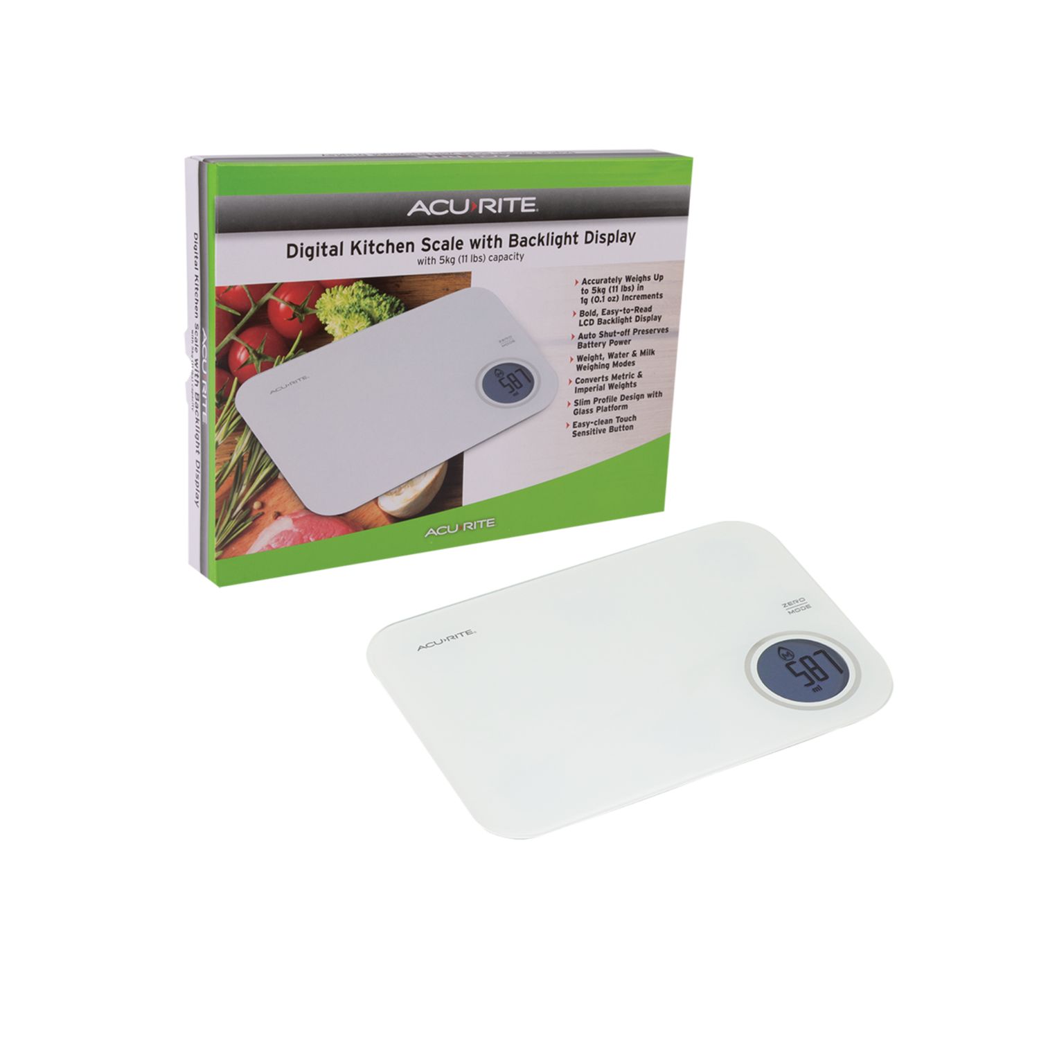 Stella Digital Scale With Backlight Display 1g/5kg - White