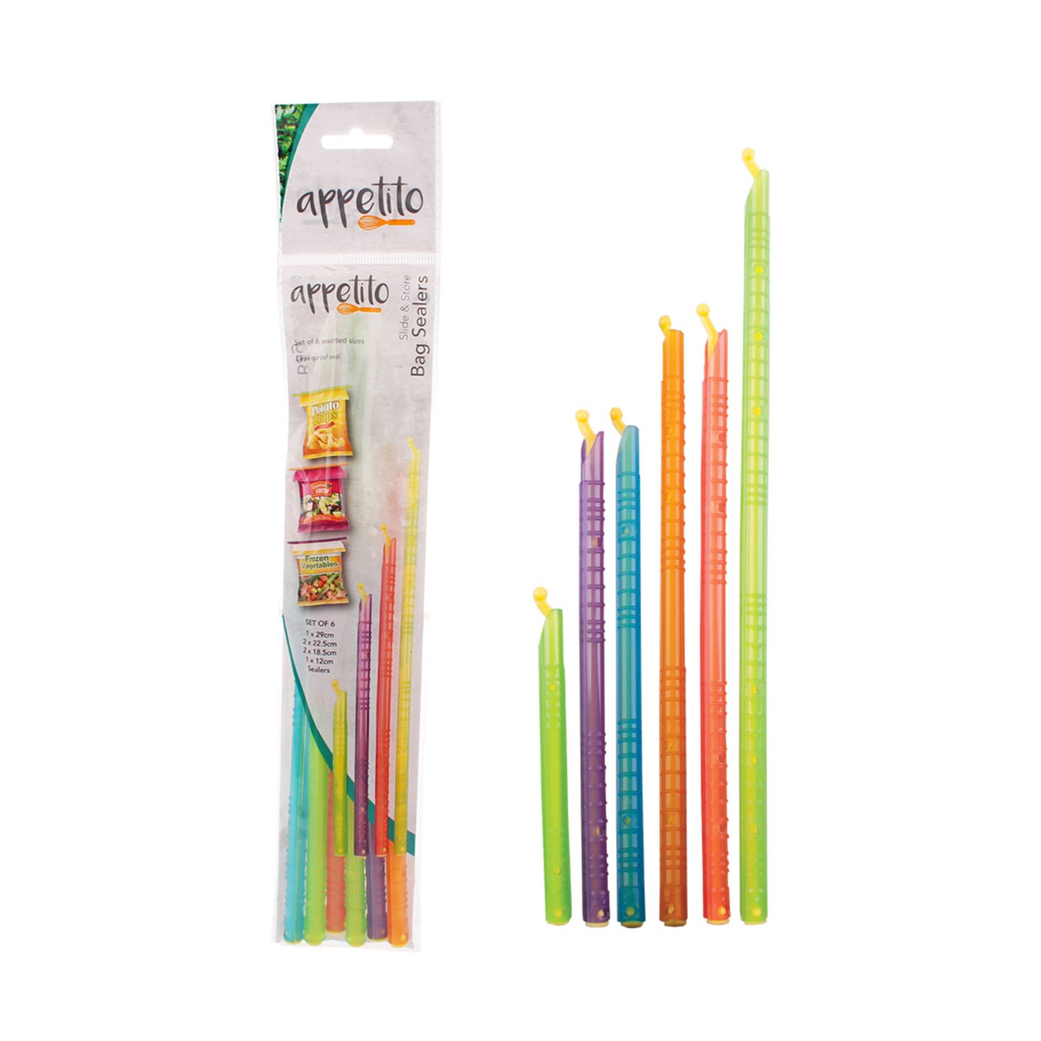 Slide &amp; Store Bag Sealers Set of 6 / Asst. Colours