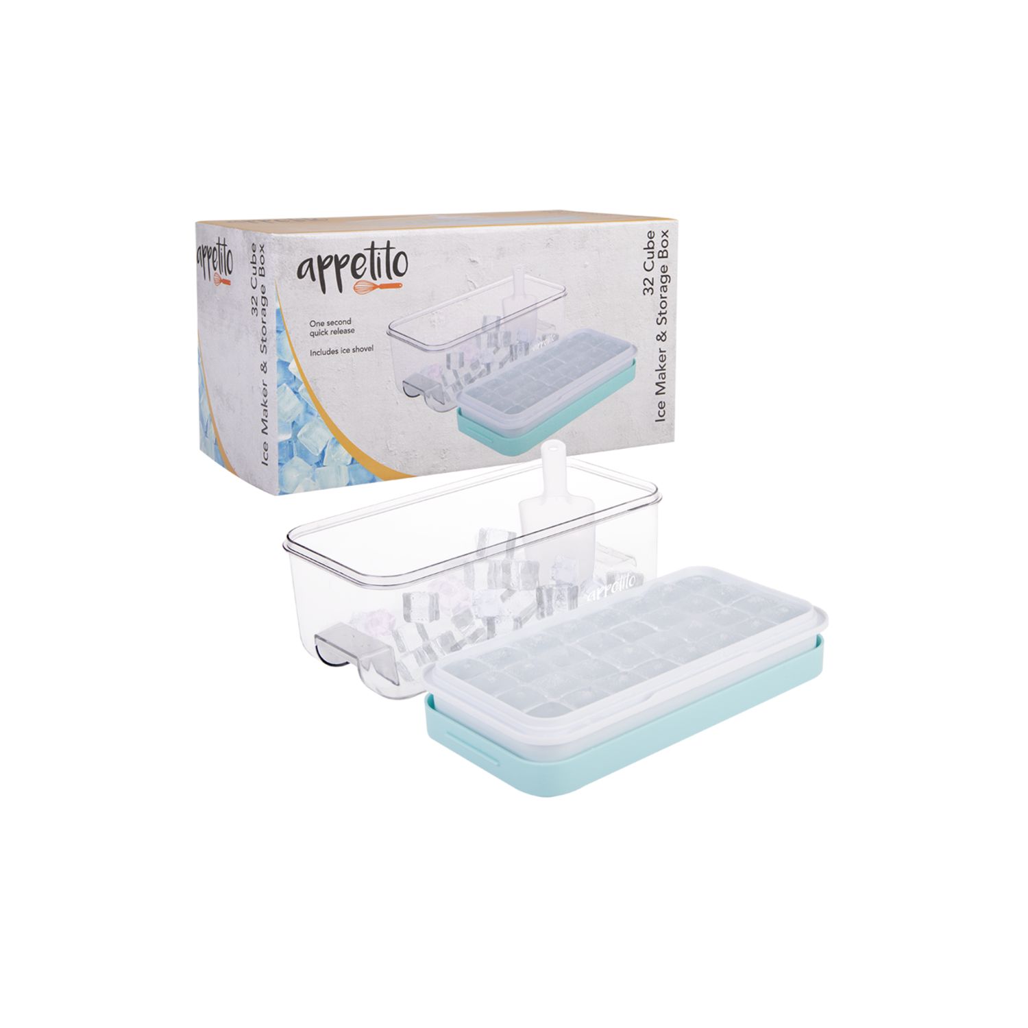 32 Cube Ice Maker &amp; Storage Box - Arctic Blue