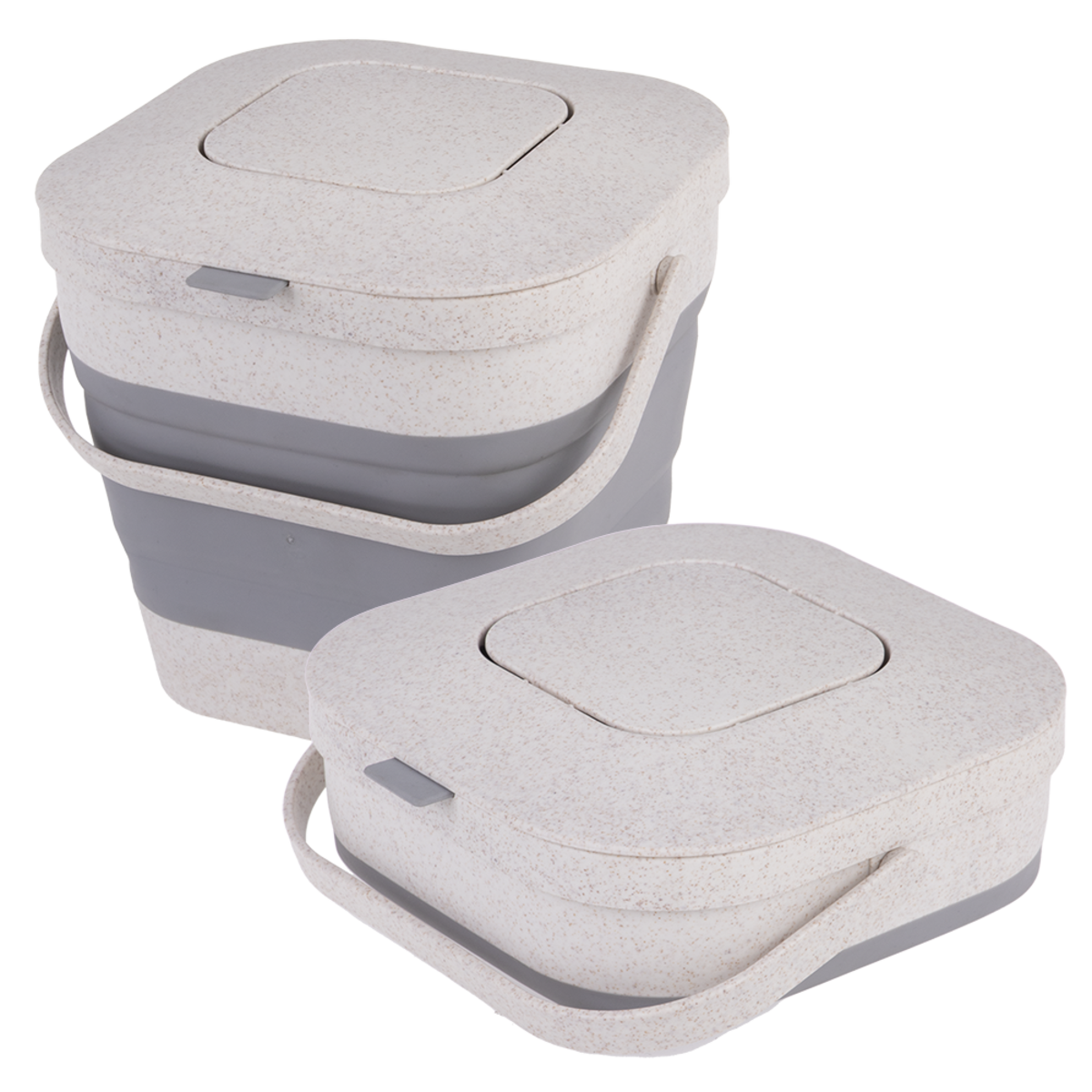 Square Collapsible Wheat Fibre Compost Bin 3.9L - Grey