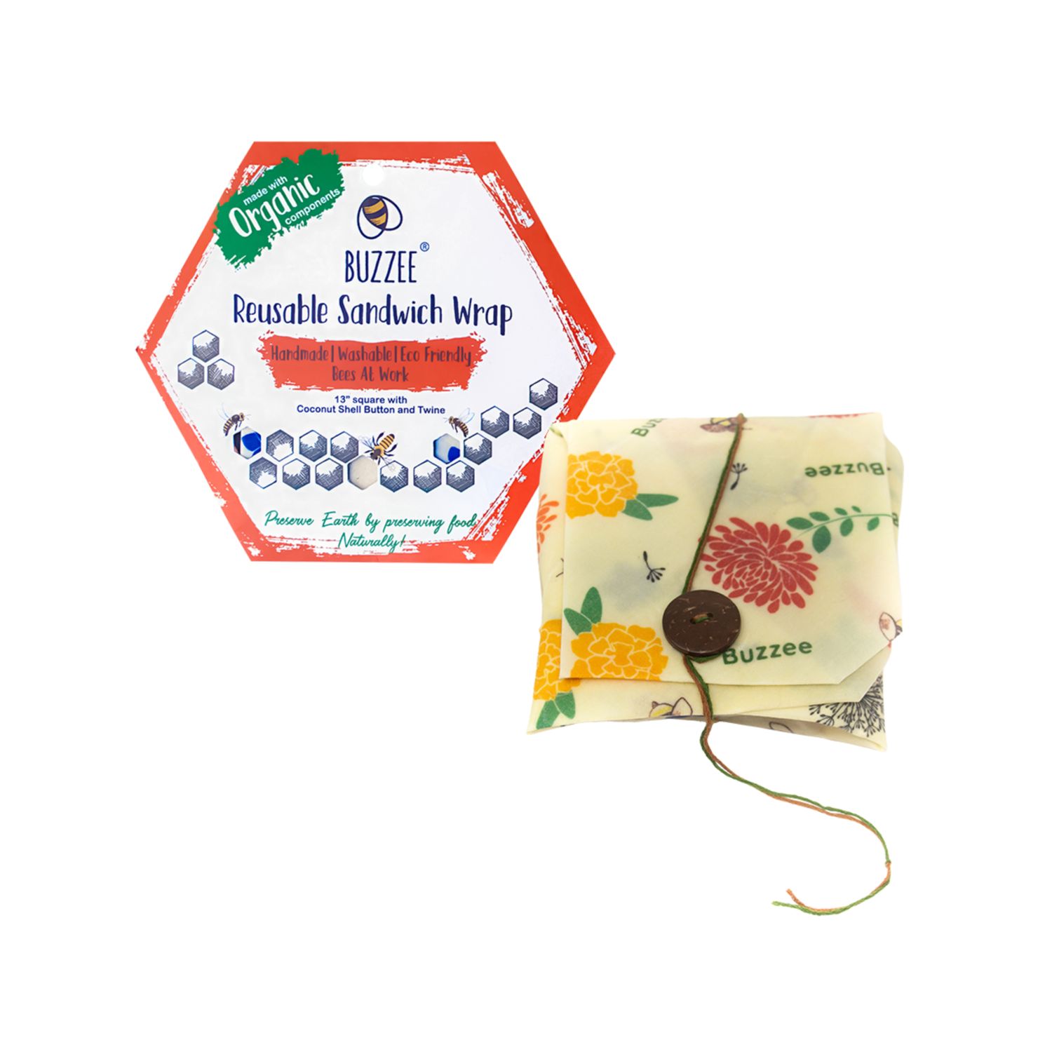 Organic Beeswax Sandwich Wrap- Bees At Work