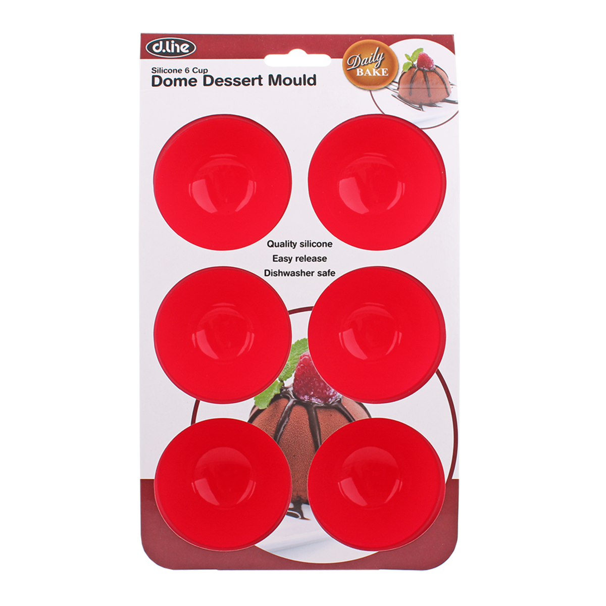 6 Cup Dome Dessert Mould - 66mm Dia X 40mm Deep / Red