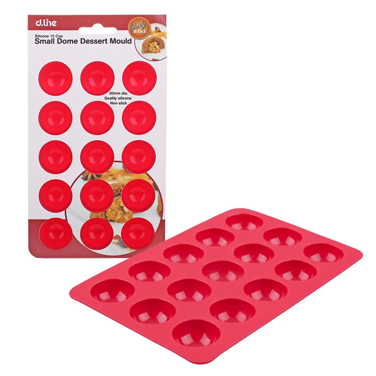 Daily Bake Silicone 15 Cup Small Dome Dessert Mould 30 X 15Mm - Red