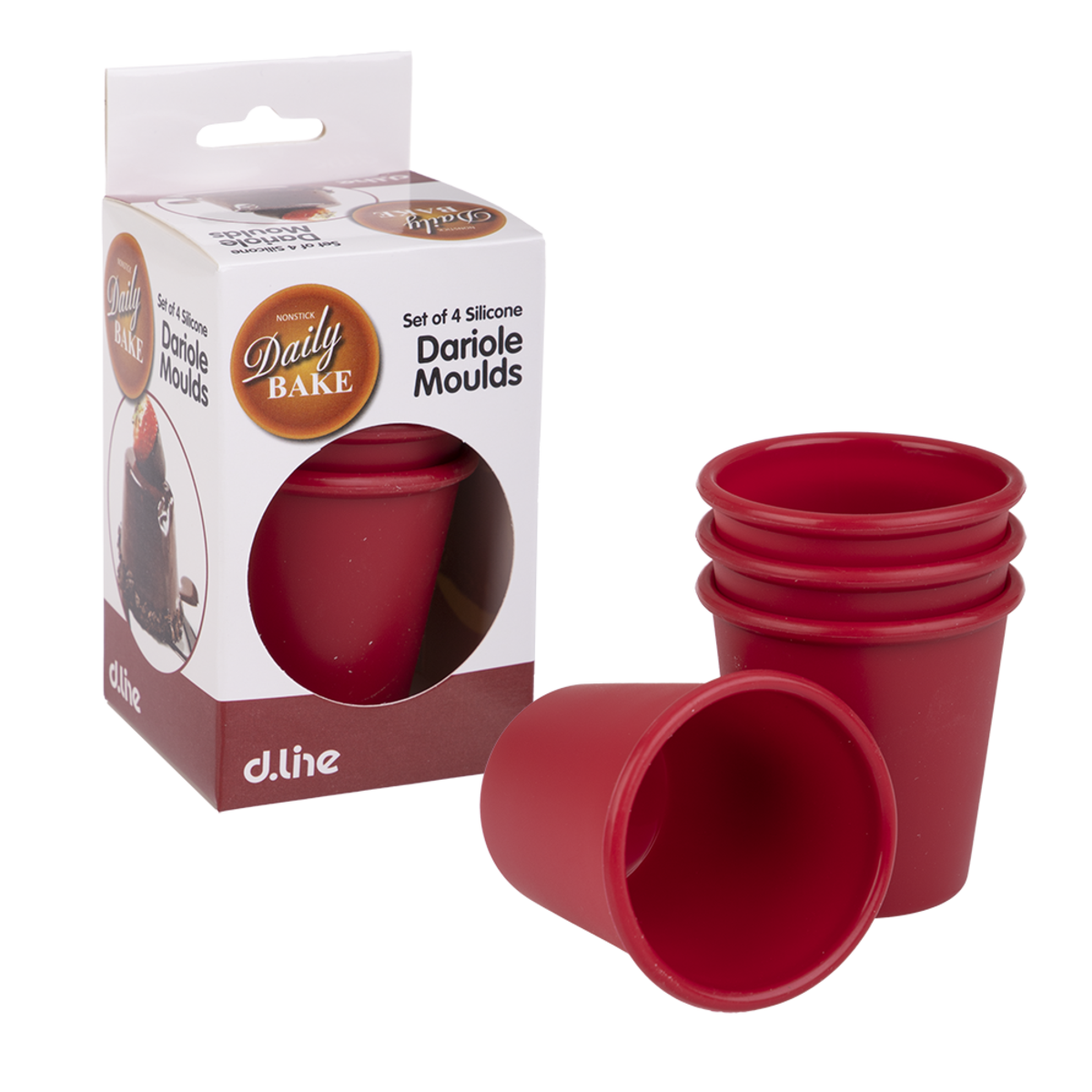 Silicone Dariole Moulds 120ml Set 4 - Red