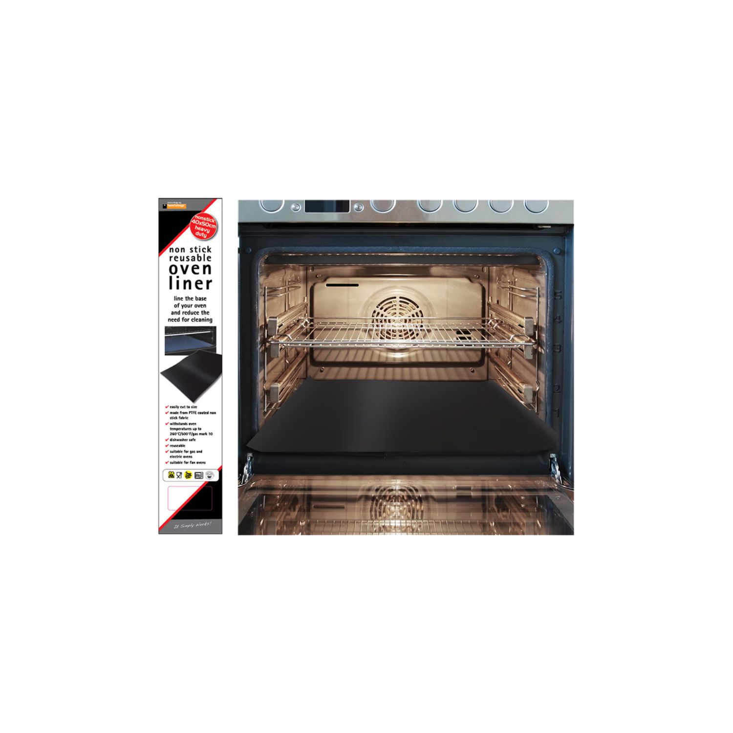 Non Stick Reusable Oven Liner 40 X 50cm, Colour: Black
