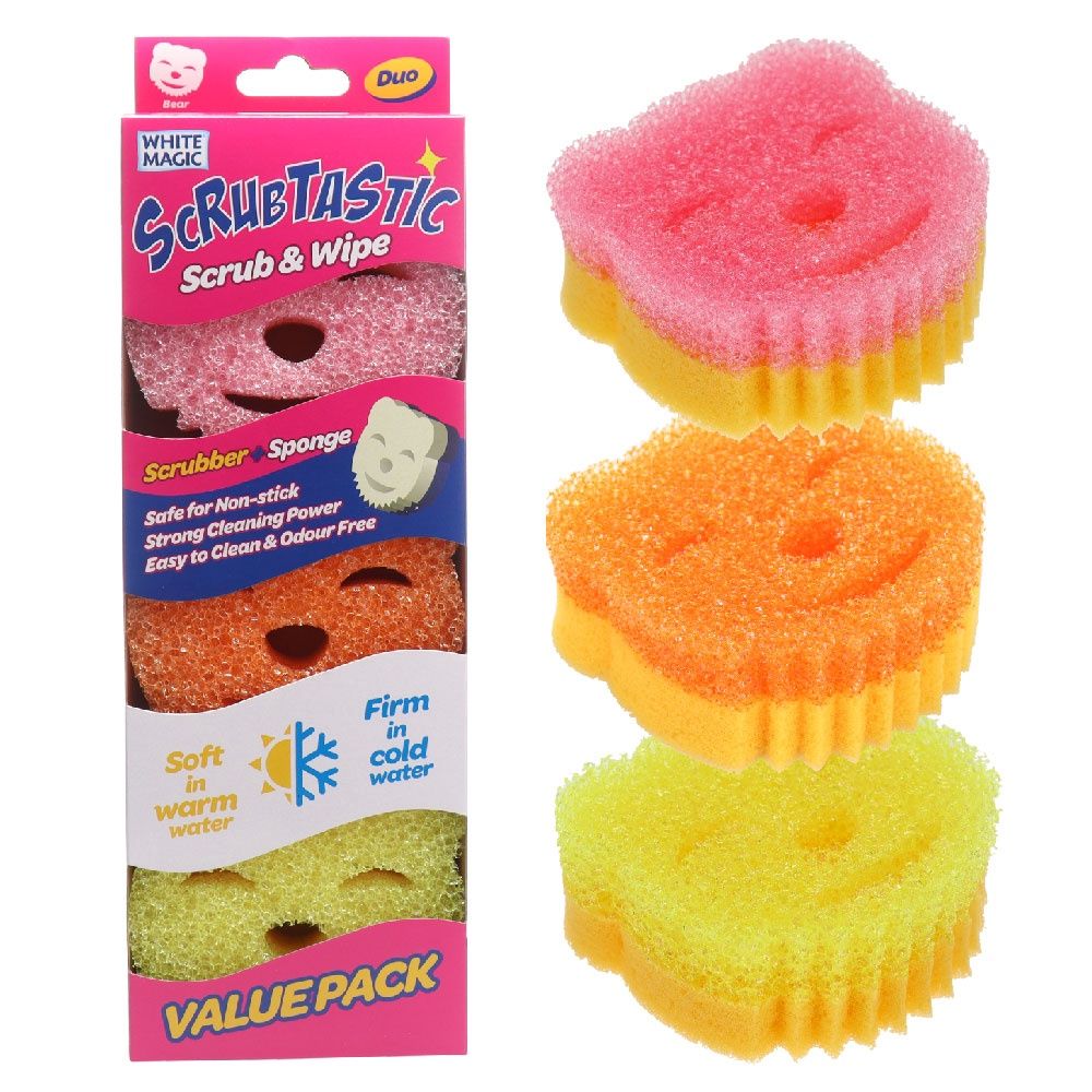 Scrubtastic Scrub &amp; Wipe Sponge DUO 3 Pack