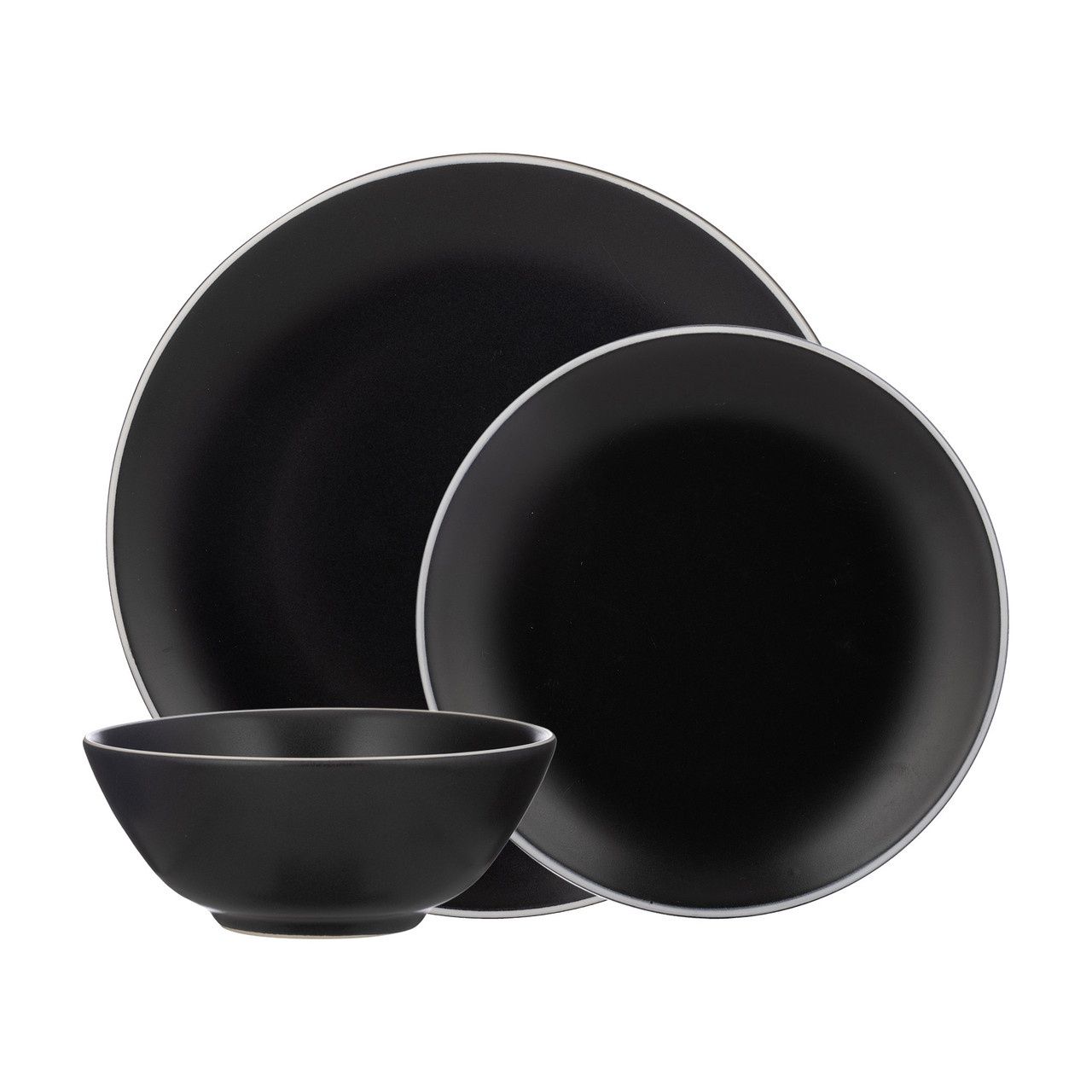 Classic Collection Black 12 Piece Dinner Set - Stoneware