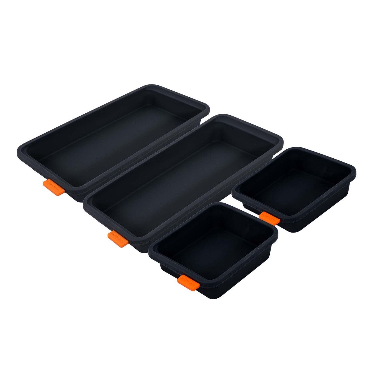 Set of Four Divider Trays, 13 x 13 x 3.5cm/28 x 13 x 3.5cm - Grey