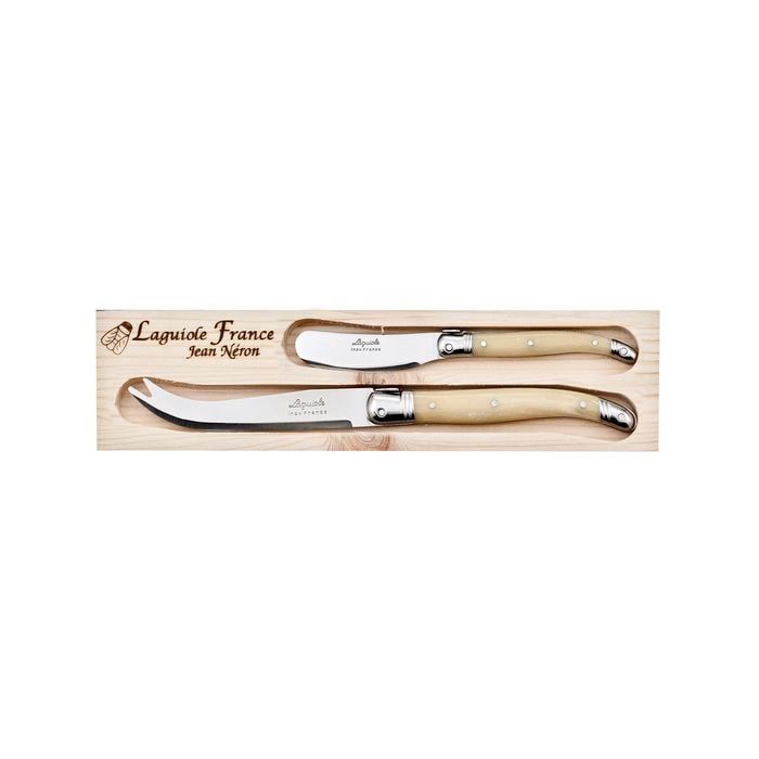 Cheese Knife &amp; Spreader 2 Piece Set - Light Horn