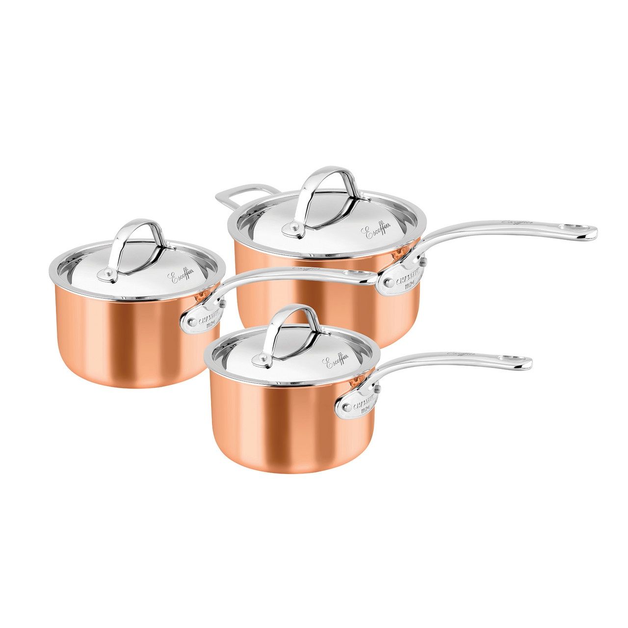Escoffier Induction Saucepan 3pc Set - Copper