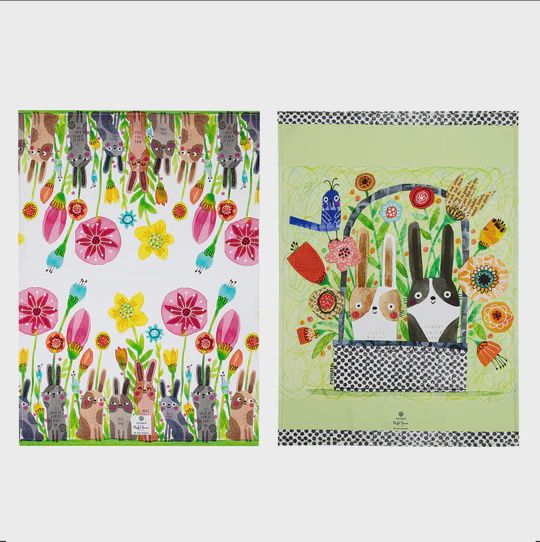 Playful Bunnies Kitchen Towel 2 Pack