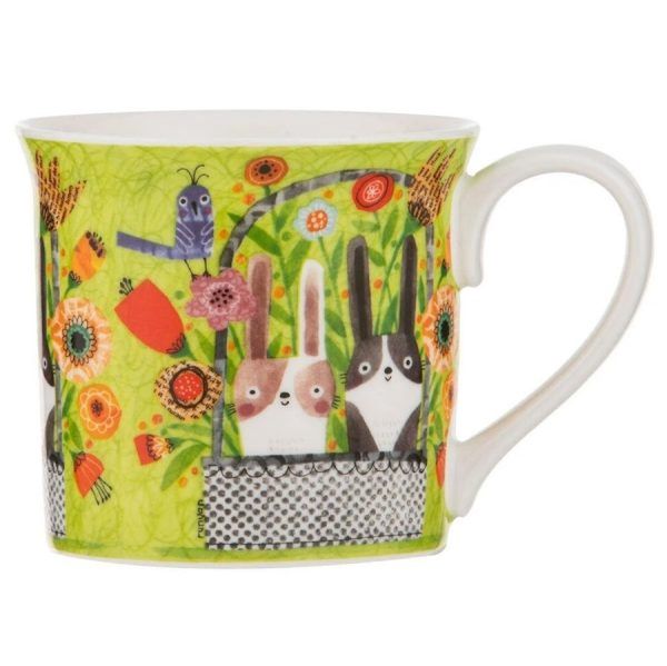 Playful Bunnies Basket Wide Flare Mug