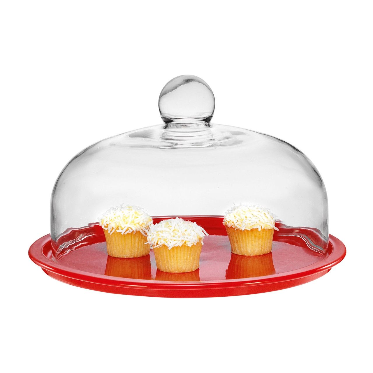 Cake Platter 29.5cm with Lid - Red