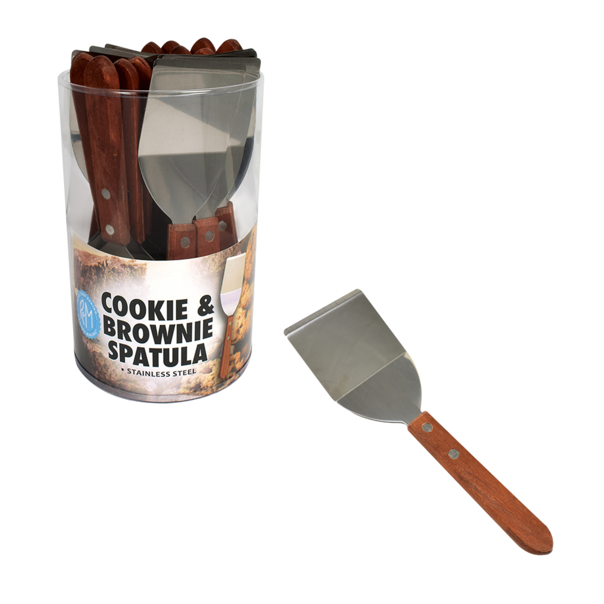 Stainless Steel Cookie &amp; Brownie Spatula with Wood Handle