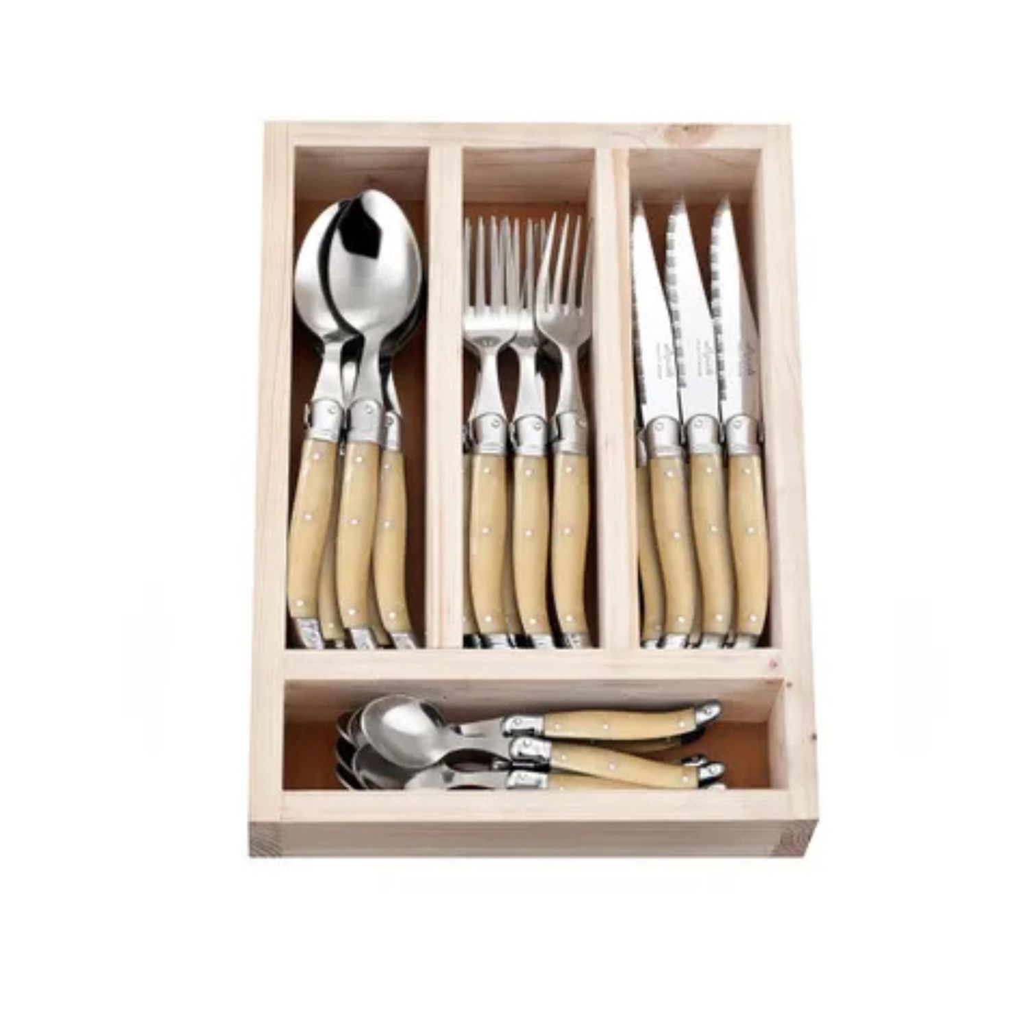 24 Piece Cutlery Set - Light Horn