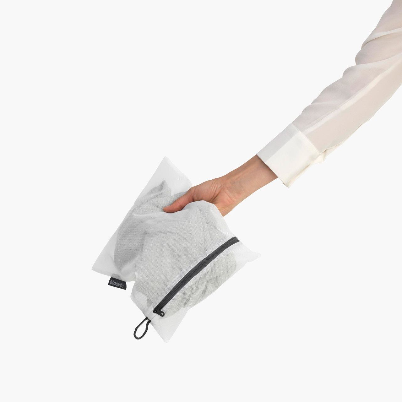 Wash Bags Set of 3 in 2 sizes (2x 33 x 25cm / 1x 45 x 33cm) - White w/ Grey Zipper