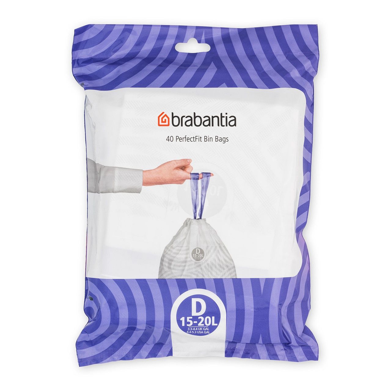 Bin Liner Code D (15-20 Litre) 40 Bags Dispenser Pack - White