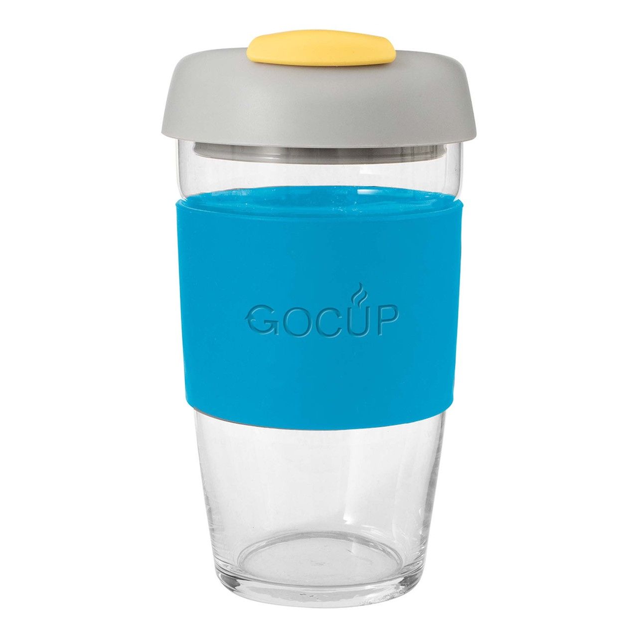 Glass Gocup 473ml Blue/Grey/Yellow