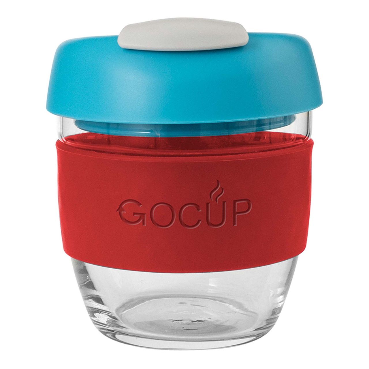Glass Gocup 236ml Red/Aqua/Grey
